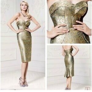 Zac Posen Gold Strapless Dress